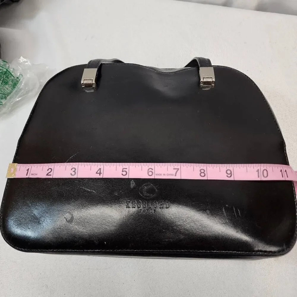 KessLord Black Calfskin Double-Handle Handbag